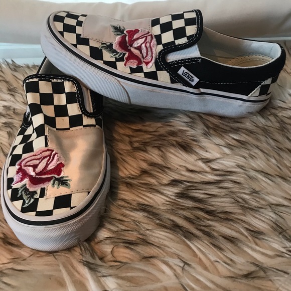 vans slip on satin patchwork